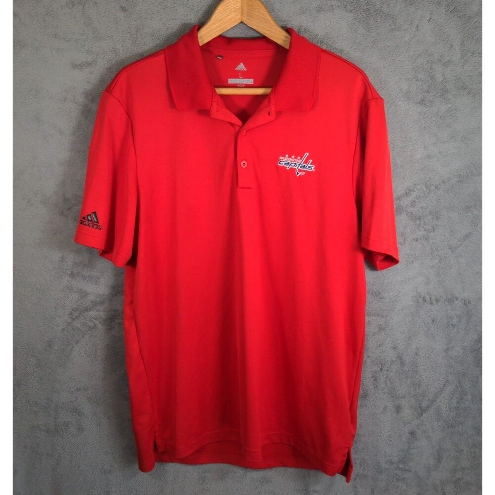 Adidas NHL Washington Capitals Polo Shirt Men's Large Red Embroidered Logo Golf